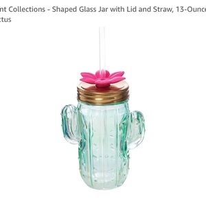 Cactus Shaped Glass Jar with Pink Flower Lid